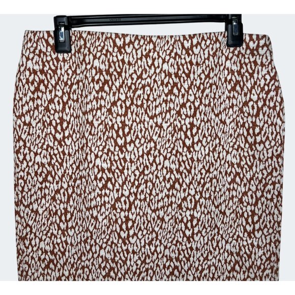 Loft Leopard Print Midi Pencil Skirt Cotton/Polyester Blend Size Medium - Picture 9 of 10